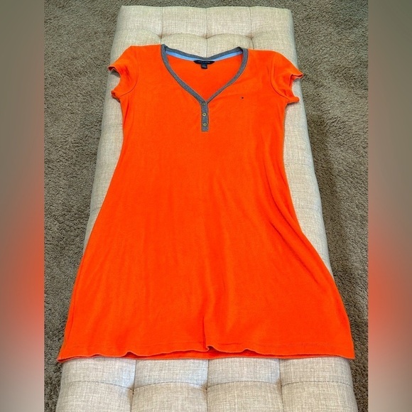 Tommy Hilfiger Dresses & Skirts - Tommy Hilfiger Orange V-Neck Polo T-Shirt Dress - Size Medium / Good Condition